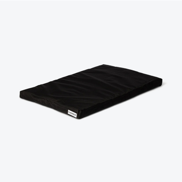 Black rectangular cushion on a light gray background.