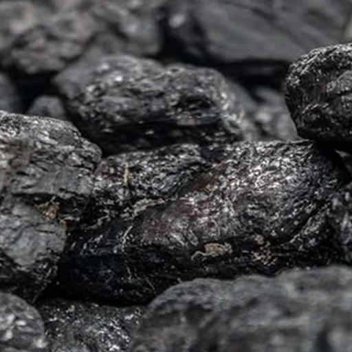 A close-up photograph of a pile of shiny, black lumps of coal.