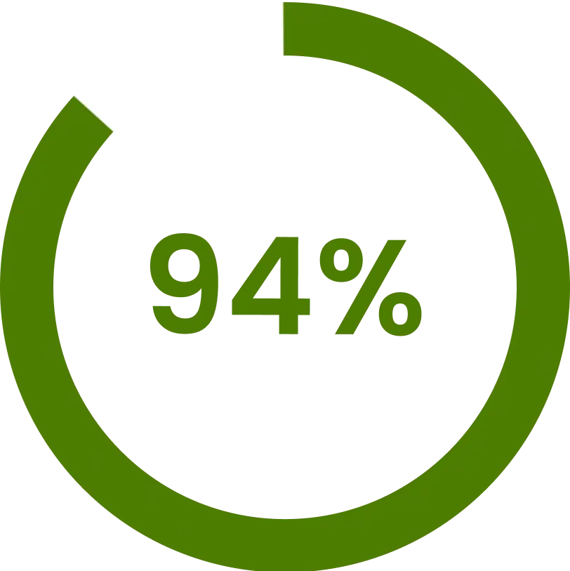 Circular progress bar showing 94% completion in green.