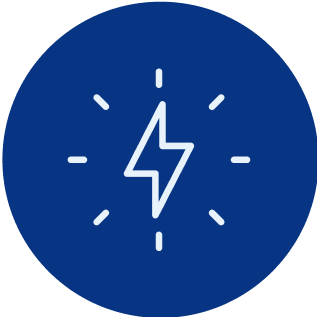 A white lightning bolt icon in a blue circle.