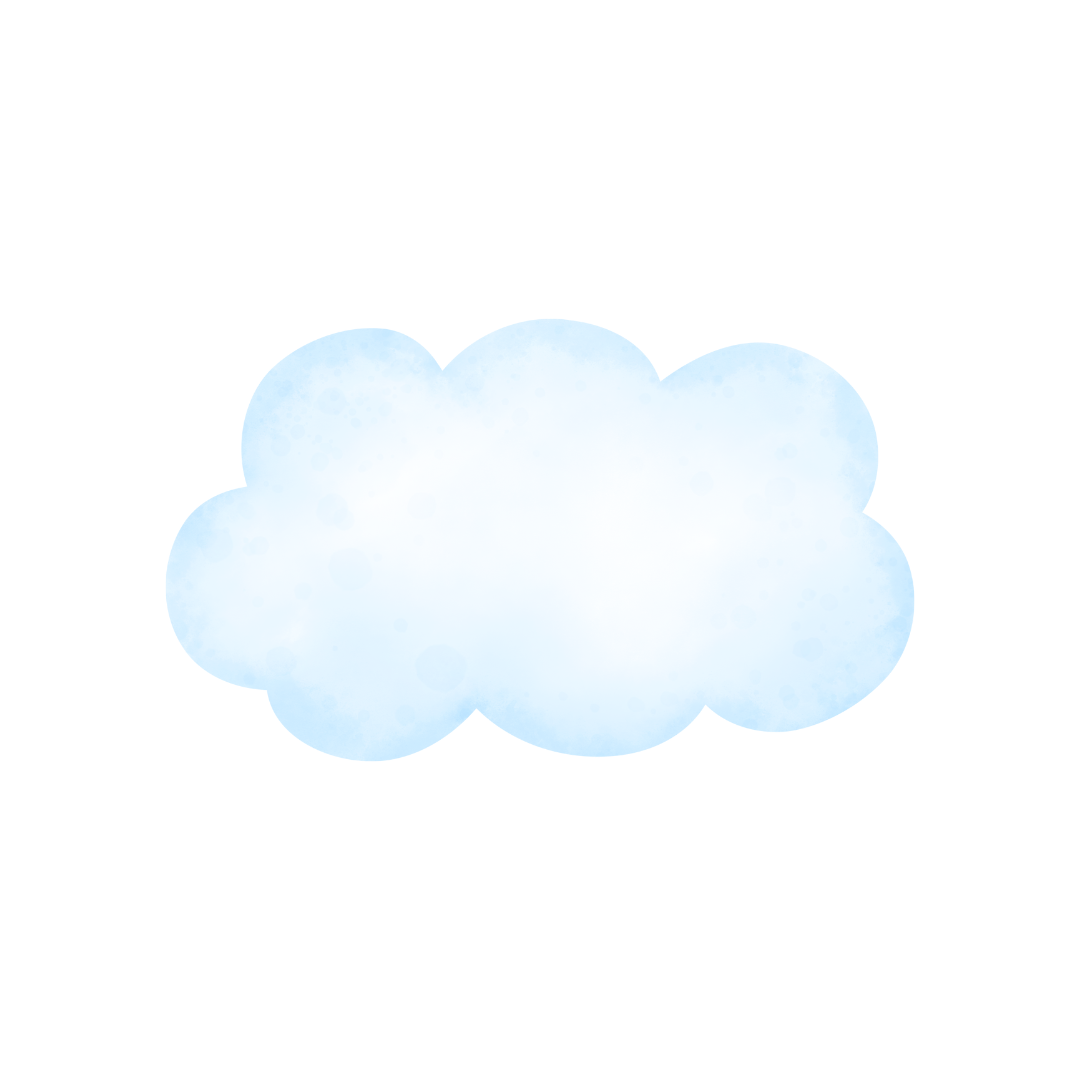 Illustration of a fluffy, light blue cloud on a transparent background.