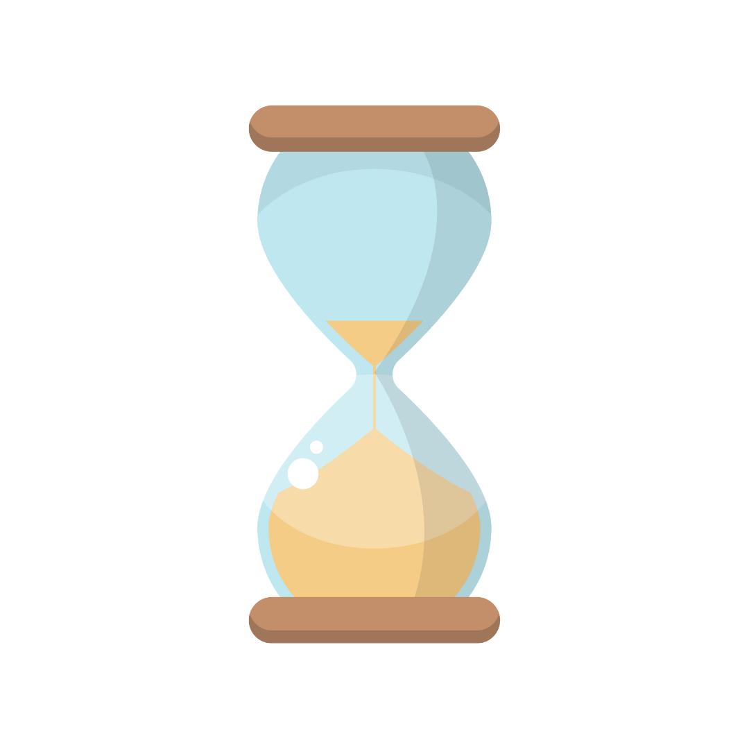 Illustration of an hourglass with sand flowing inside.