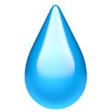 A single, stylized, light blue droplet of liquid.