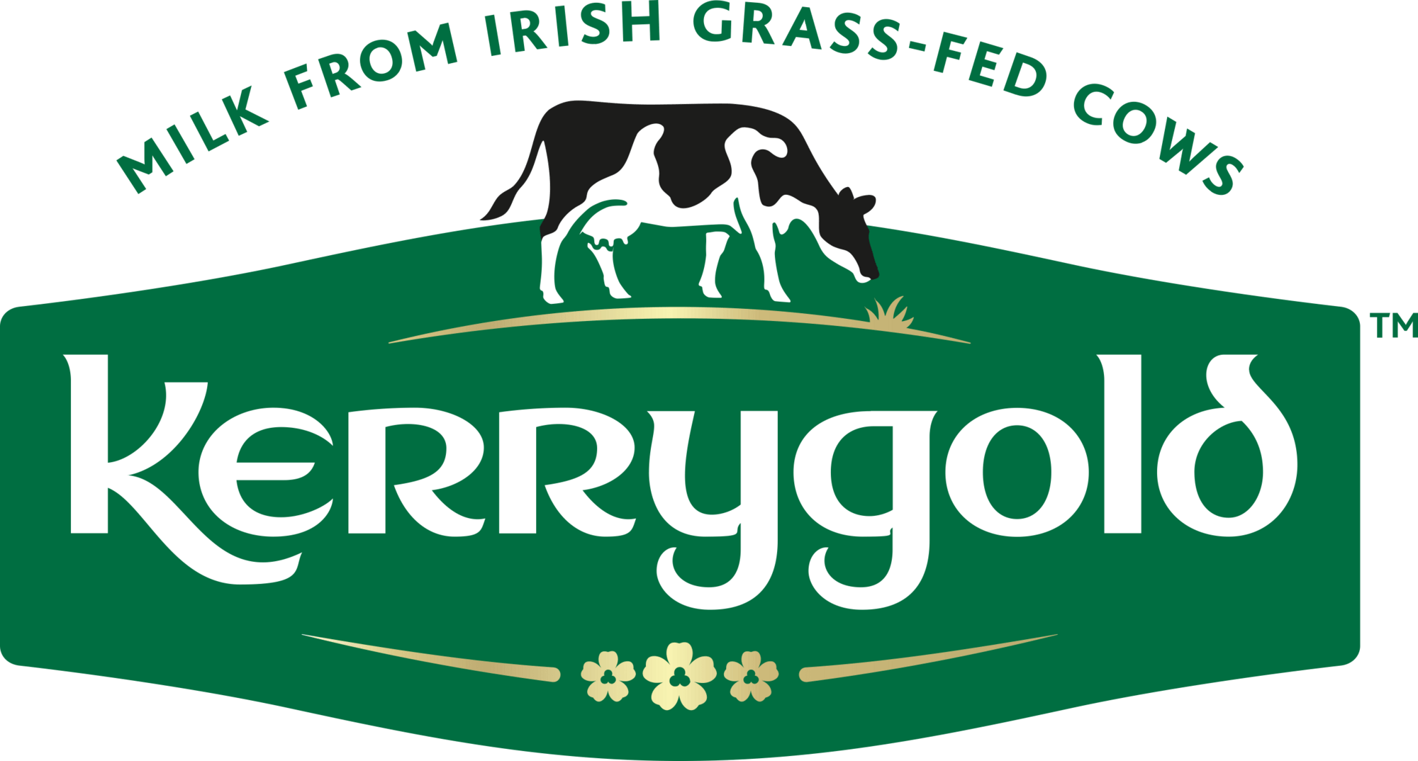 Kerrygold logo with a cow and clover design on a green background.