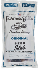 Packaging of Farmer Bill's Original Beef Slab biltong.