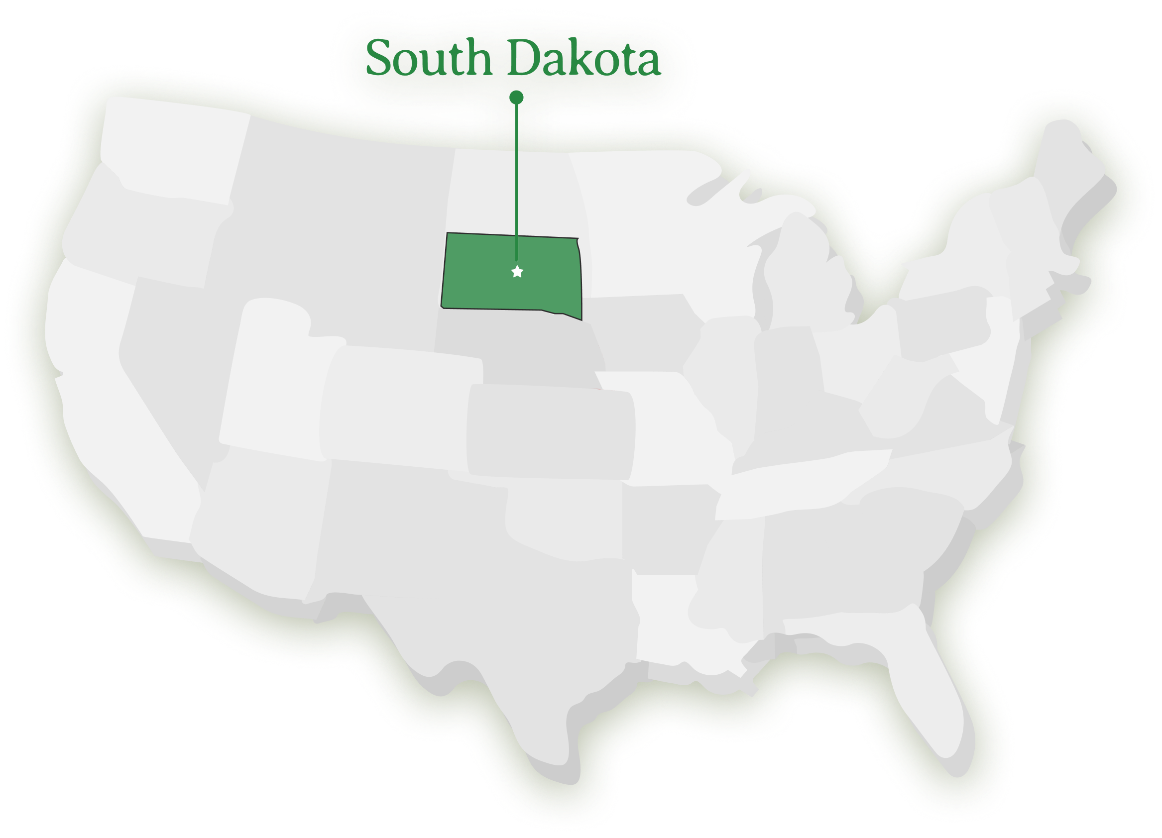 Map highlighting South Dakota on the United States outline.