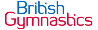 Logo with the text 'British Gymnastics' in blue and red.