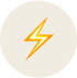 Illustration of a yellow lightning bolt on a beige circular background.