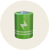 Illustration of a green battery with a lightning bolt symbol.