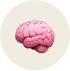 Illustration of a pink brain on a light background.