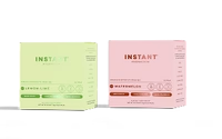 Two colorful boxes labeled 'Instant' with flavor descriptions.