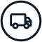 An icon of a delivery truck inside a circle.