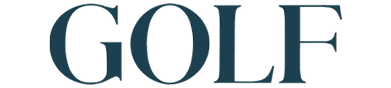 The word GOLF in a dark teal serif font on a white background.