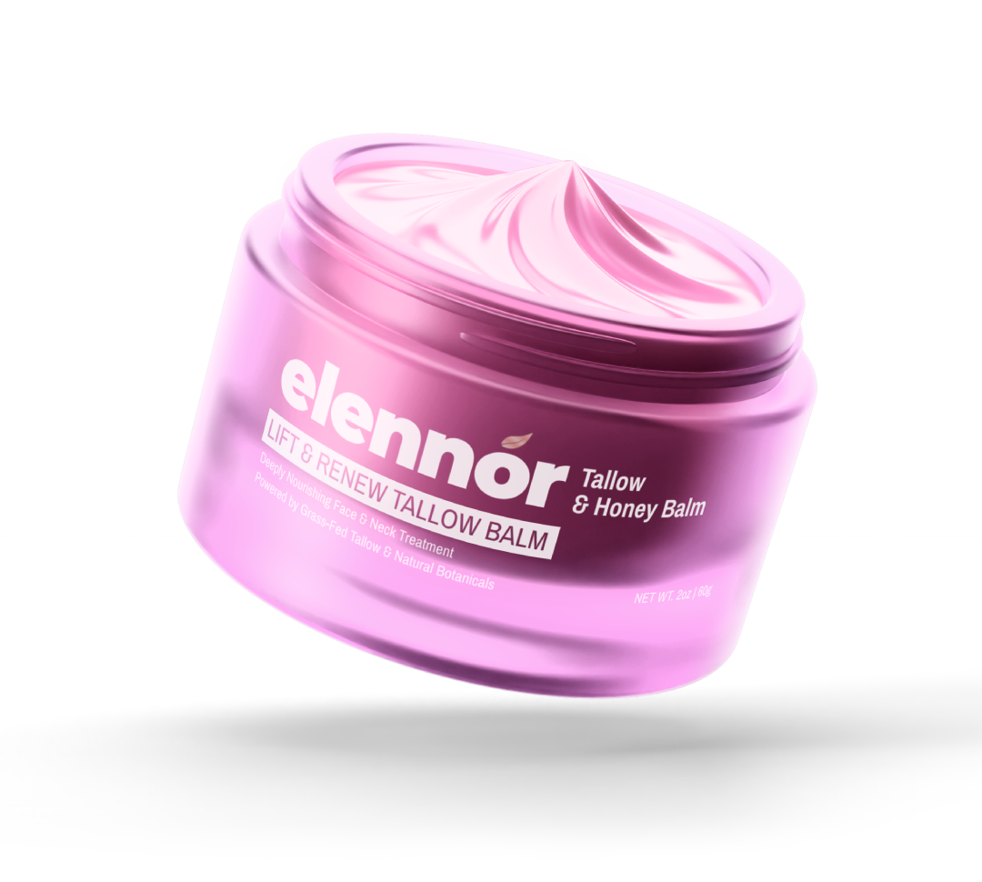 Pink jar of Ellennor Lift and Renew Tallow Balm.