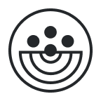 Abstract design with a circular pattern and dots inside.