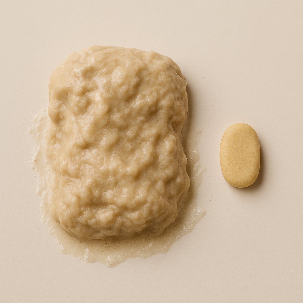 Mushy solid bar , unhygienic and difficult to transport