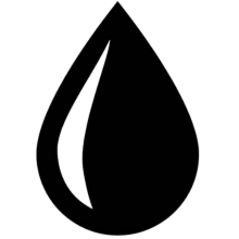 Black droplet icon on a white background.