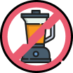 A blender with a prohibition sign indicating no blending allowed.