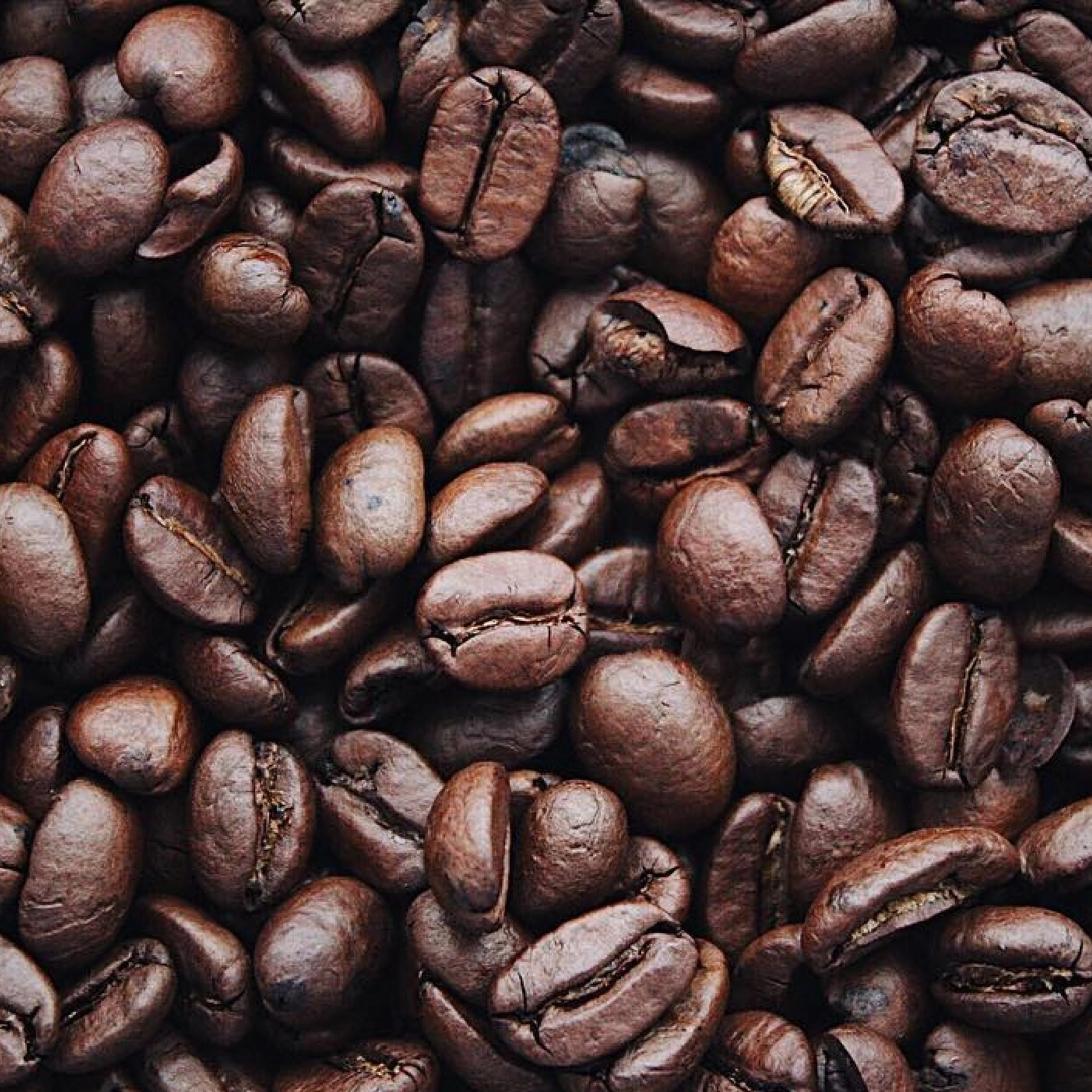 Close-up of roasted coffee beans.