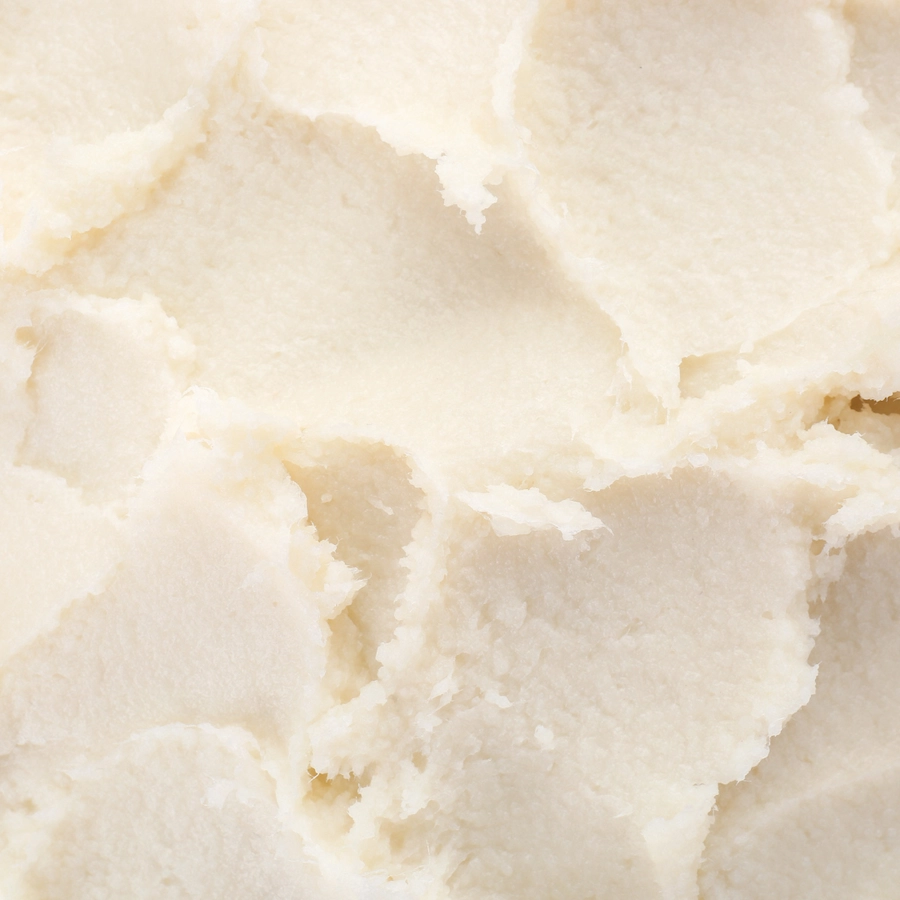 Close-up of a textured, creamy white substance.