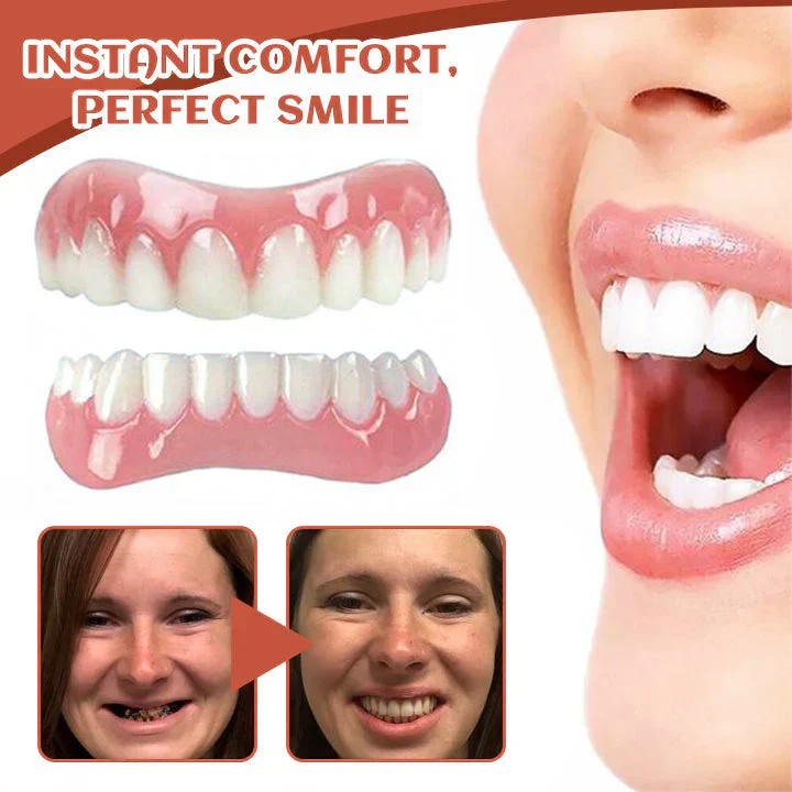 Dental veneers offering instant comfort and a perfect smile with before-and-after results.