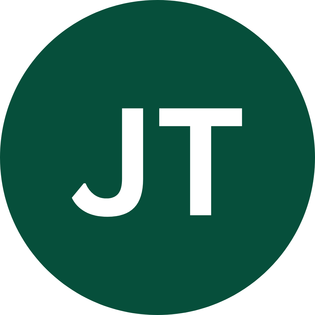 The white letters JT inside a dark green circle.