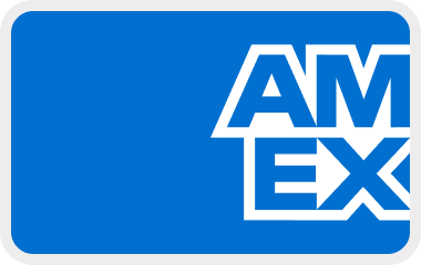Blue card with white 'AMEX' logo on the right side.