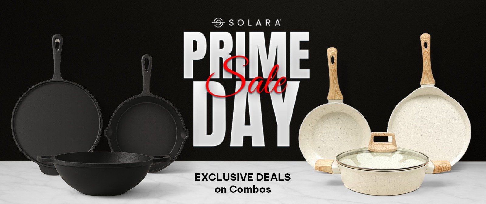 Cookware set with 'Prime Sale Day' text and exclusive deals offer.