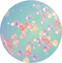 Colorful 3D molecular structures against a gradient background.