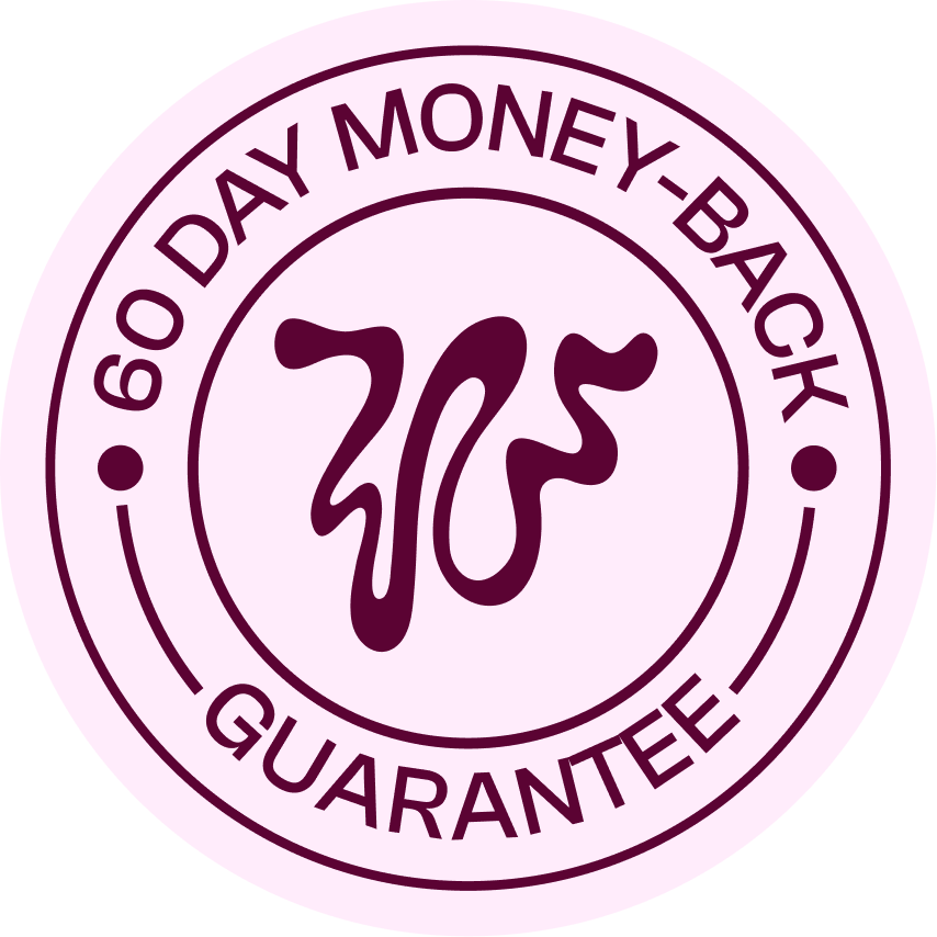 Circular seal with '60 Day Money-Back Guarantee' text.