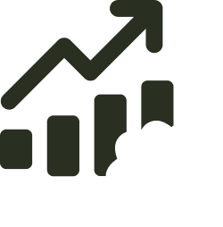 Icon of a rising graph with a dollar symbol.