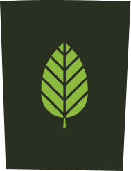Green leaf icon on a dark background.