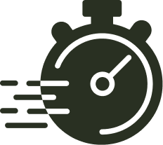 Silhouette of a stopwatch with motion lines indicating speed.