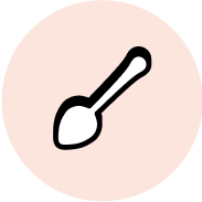 A spoon icon on an orange circle background.