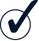 A dark blue checkmark inside of a circle.