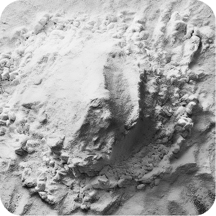 A pile of fine white powder with uneven surface texture.