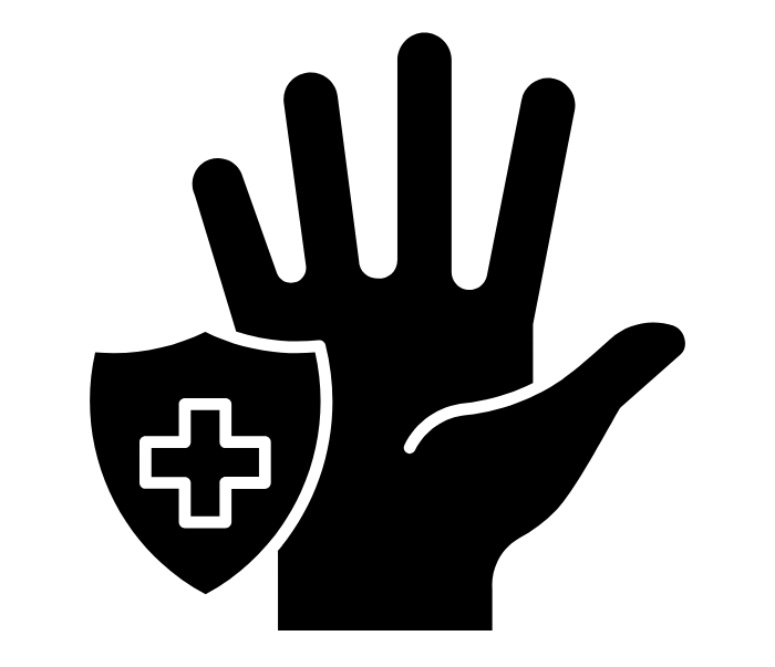 Silhouette of a person with a raised fist.