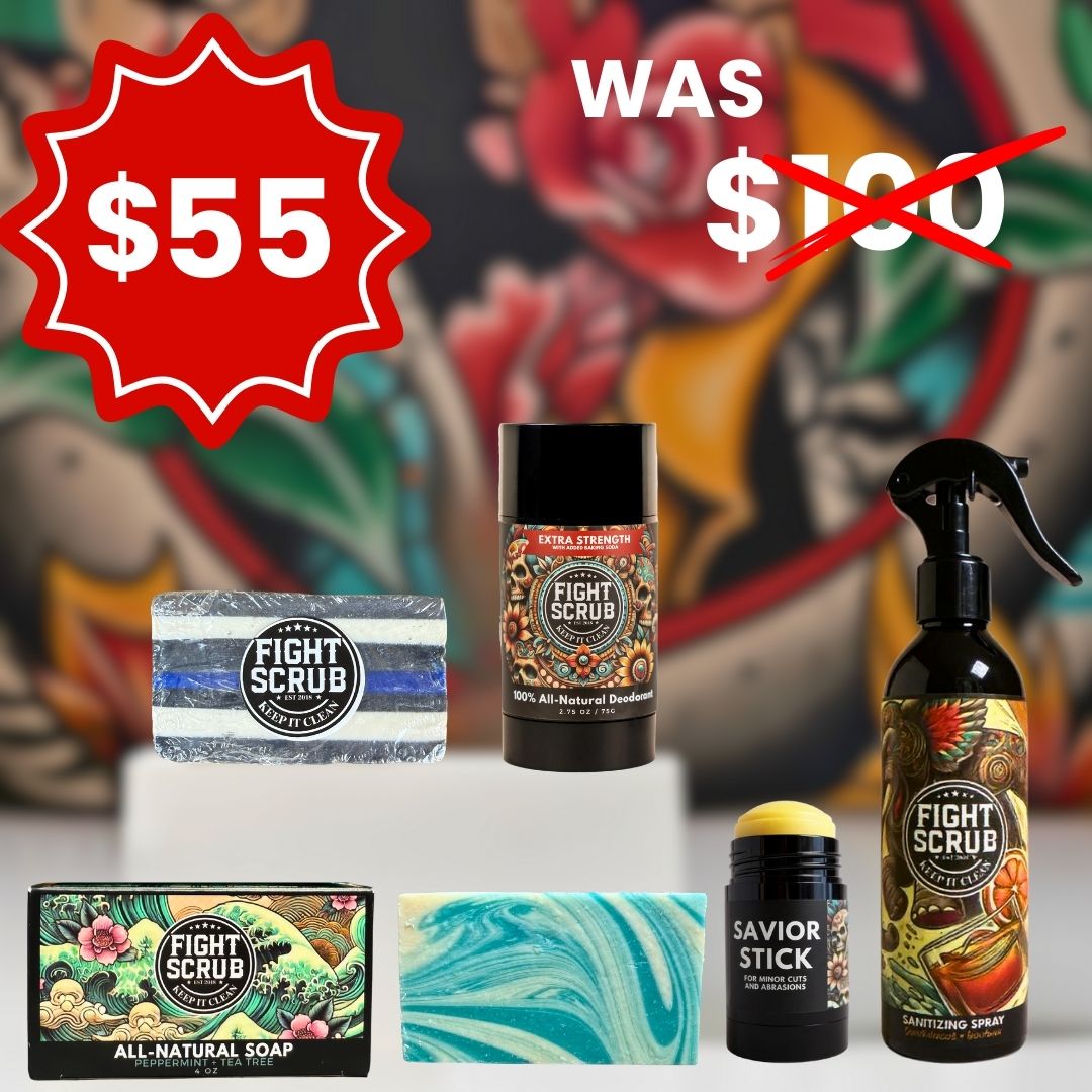 Collection of Fight Scrub products with a discounted price of $55.