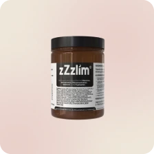 Brown jar with a black lid and label, against a light background.