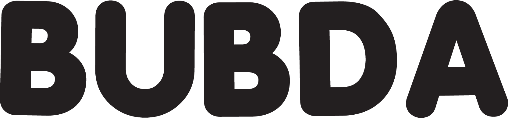Black bold text spelling 'BUBDA' on a white background.