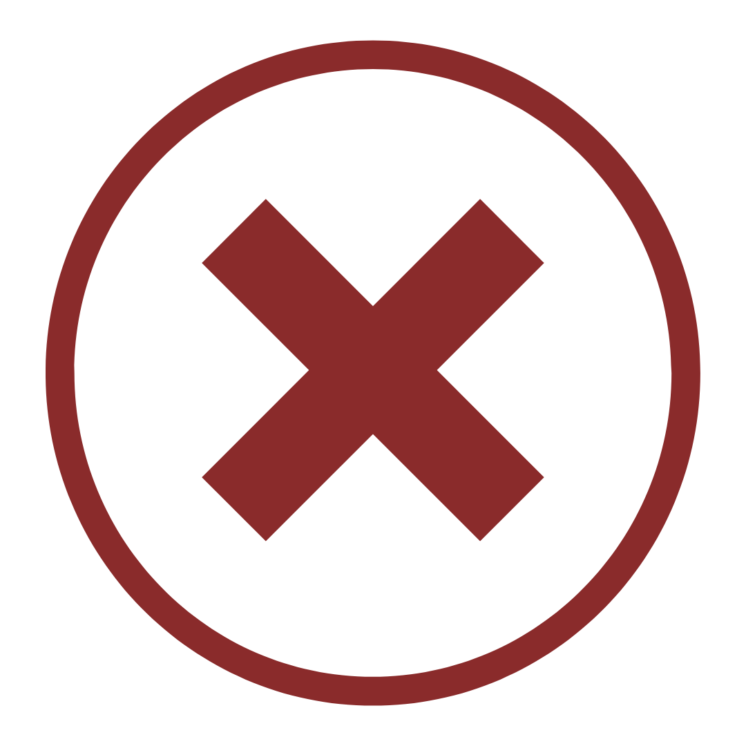 Red 'X' inside a circle on a transparent background.