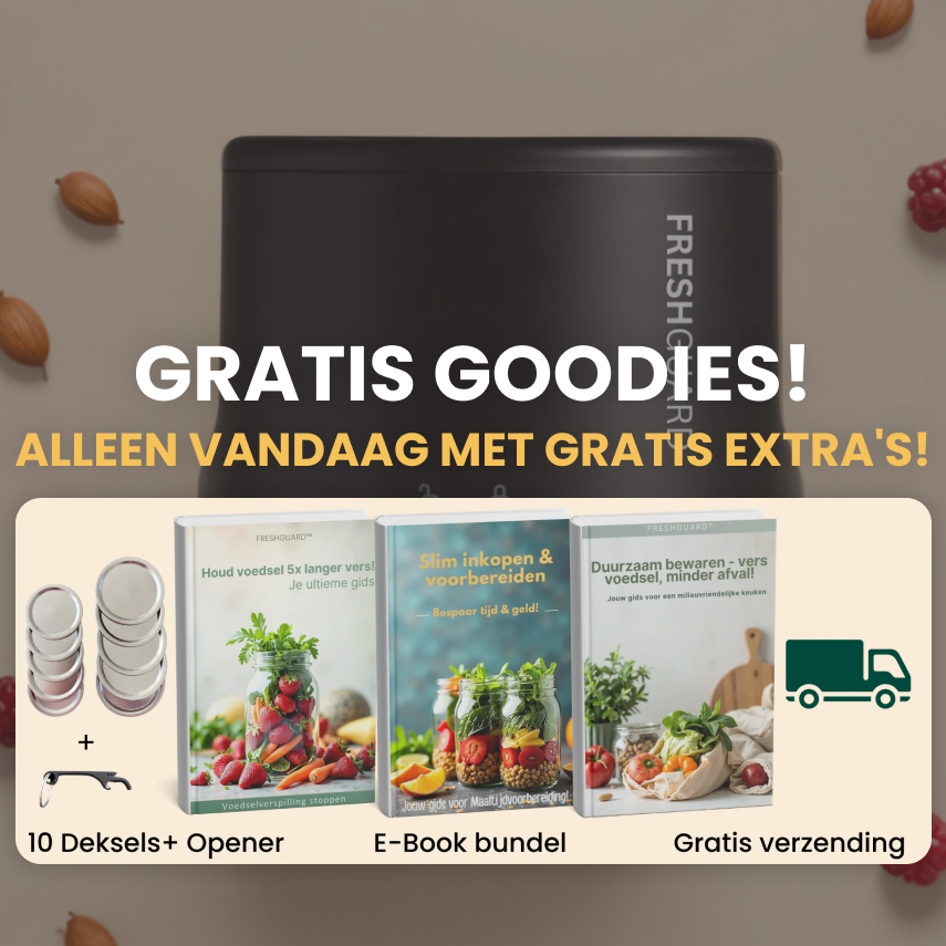 Promotional image with text, jars, e-books, and a delivery icon.