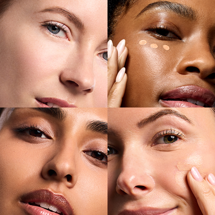 a collage of women's face