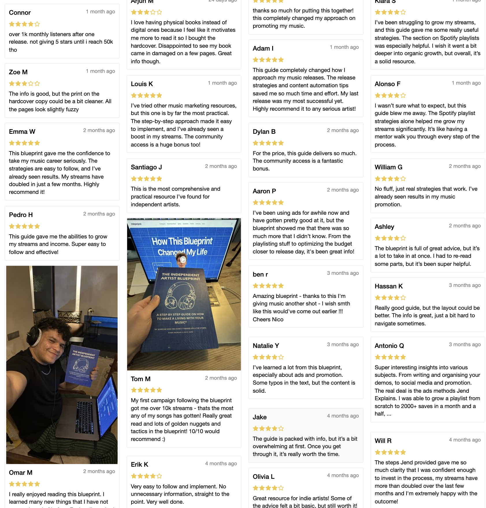 Table of contents for a music marketing and streaming guide.