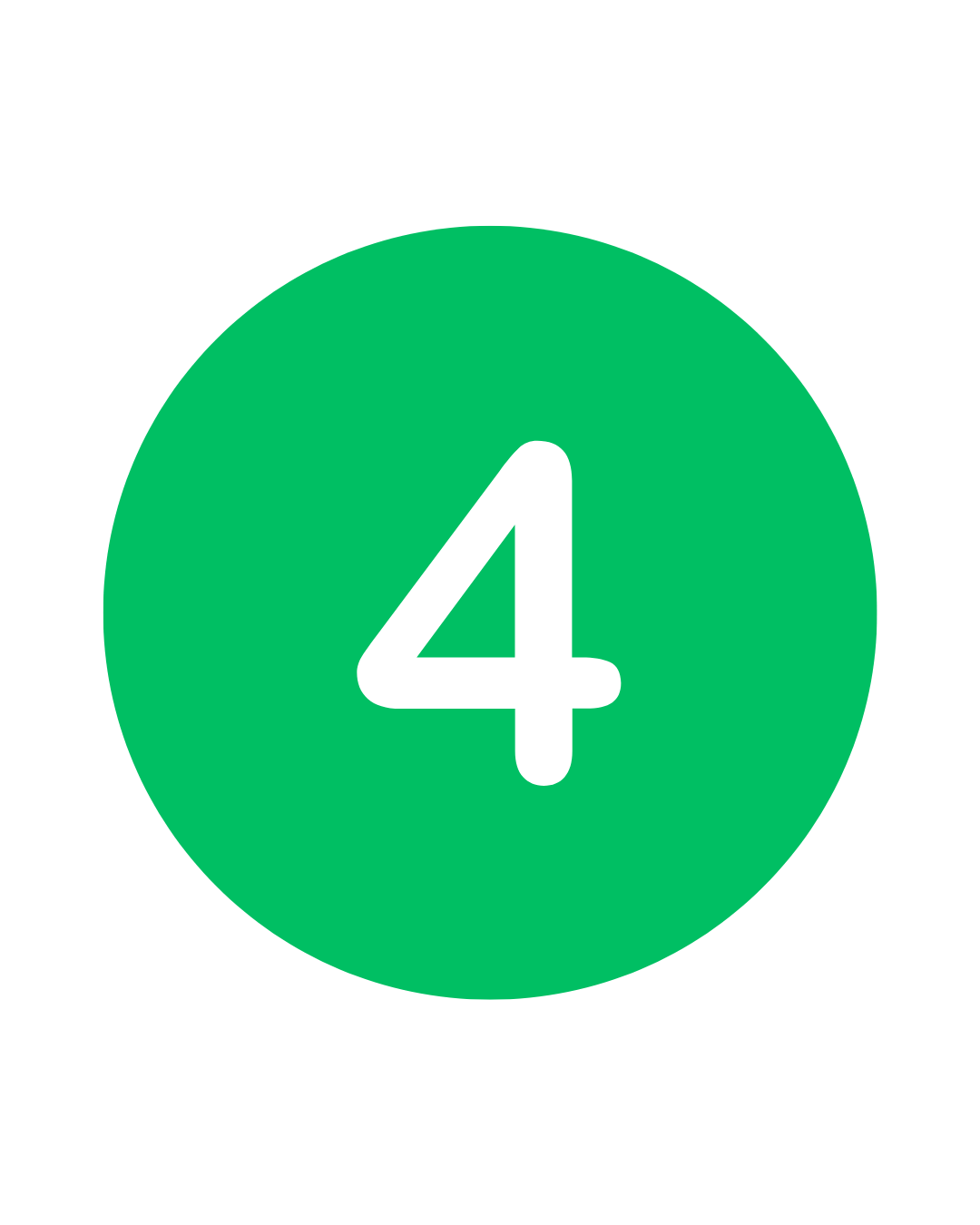 Green circle with a white number four in the center.