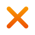 Orange X icon on a transparent background.