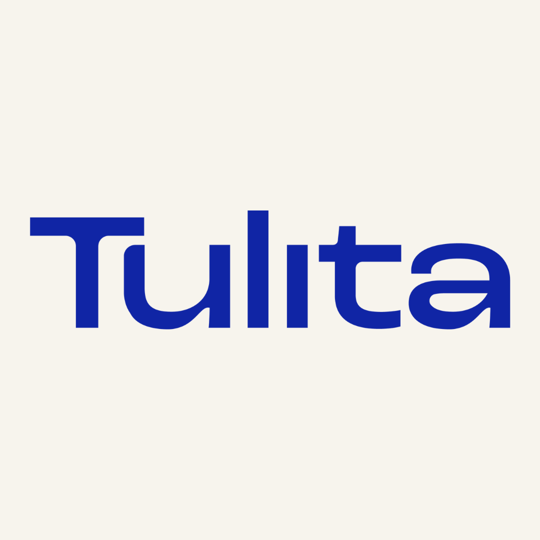 Blue text 'Tulita' on a white background.