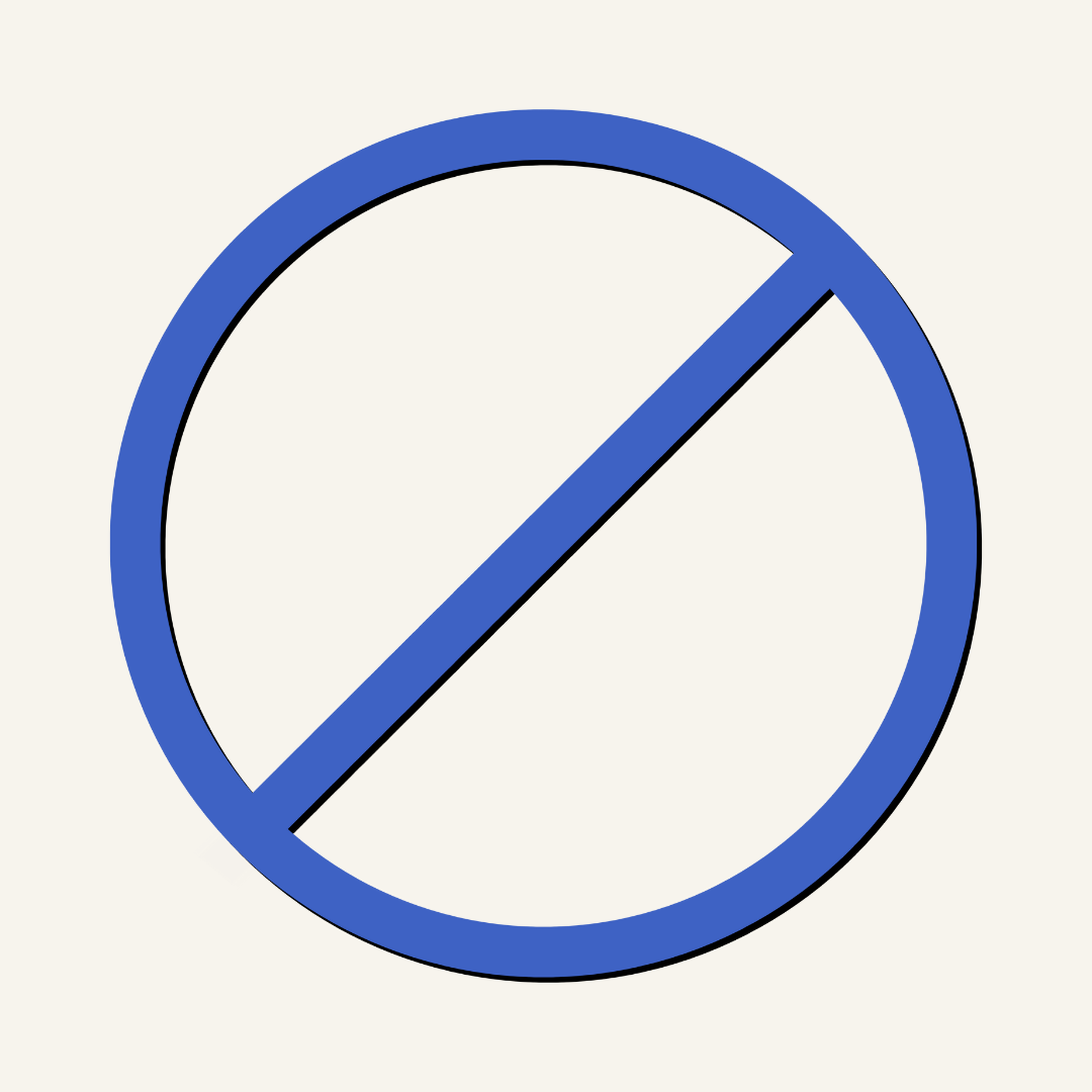Blue prohibition symbol on a light background.