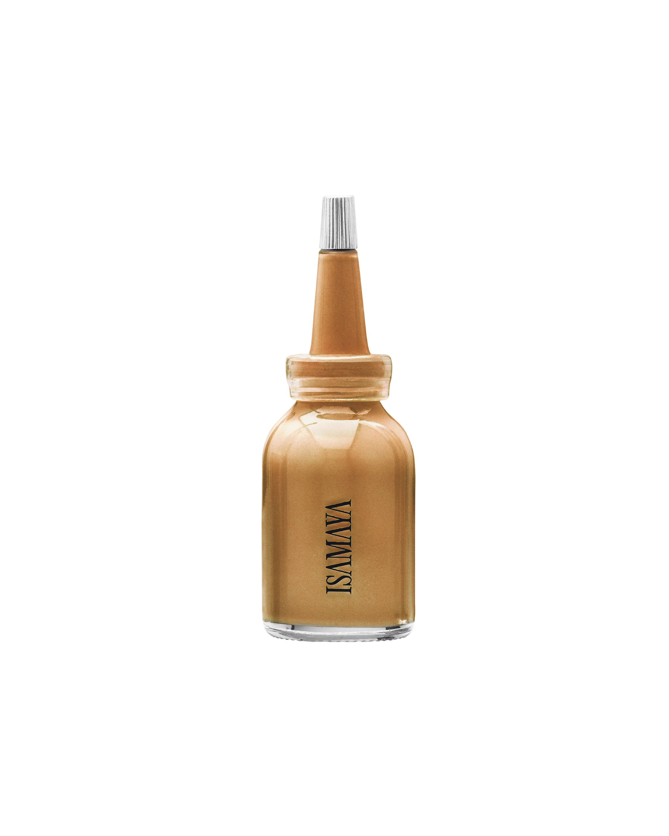A small bottle with a pointed cap on a green background.