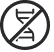 Symbol of a DNA strand crossed out in a circle.